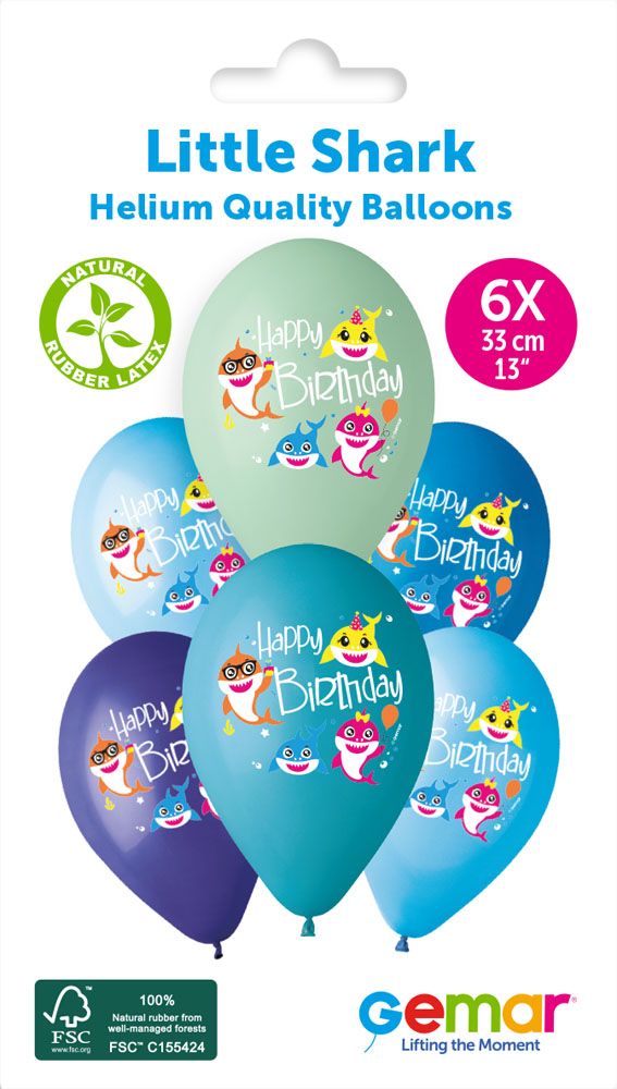 13" GEMAR RETAIL LATEX LITTLE SHARK #1213 (6 BALLOONS PER PACK)