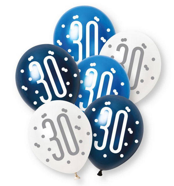 12" GLITZ BLUE NUMBER 30 PEARL LATEX (6 PER PACK)