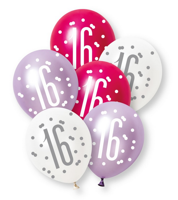 12" GLITZ PINK NUMBER 16 PEARL LATEX (6 PER PACK)