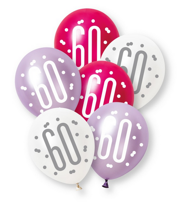 12" GLITZ PINK NUMBER 60 PEARL LATEX (6 PER PACK)