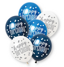 12" GLITZ BLUE HAPPY BIRTHDAY PEARL LATEX (6 PER PACK)