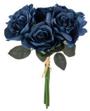 FLORAL: ELEGANZA EUGENIE ROSE BUNCH X 6 NAVY BLUE
