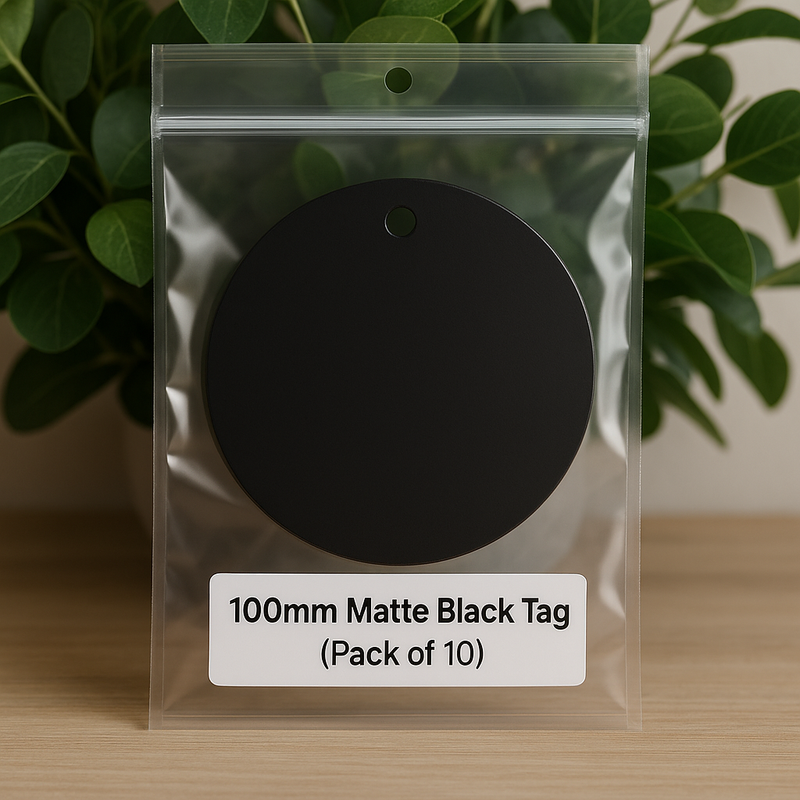 TAGS: BLACK TAGS WITH HOLE 100MM (PACK OF 10)