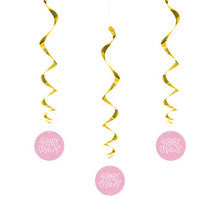 BANNER: PINK HEARTS BABY SHOWER HANGING BANNER (7FT)