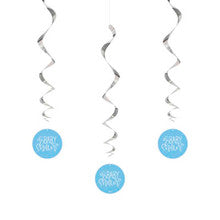 BANNER: BLUE HEARTS BABY SHOWER HANGING BANNER (7FT)