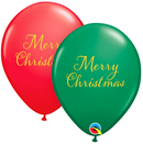 11" ROUND SIMPLY CHRISTMAS RED & GREEN ASSORTMENT LATEX (25 PER BAG)