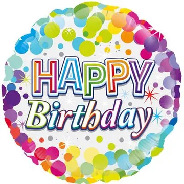 18" HAPPY BIRTHDAY COLOURFUL CONFETTI FOIL