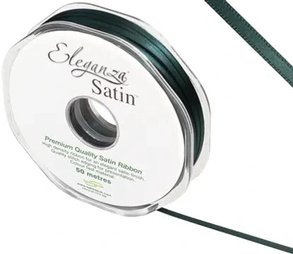RIBBON: 3mm ELEGANZA DOUBLE FACED SATIN RIBBON GREEN NO.50 (3MM x 50M)
