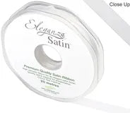 RIBBON: 10mm ELEGANZA DOUBLE FACED SATIN RIBBON WHITE No.01 (10MM X20M)