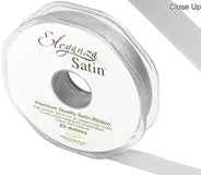 RIBBON: 15mm ELEGANZA DOUBLE FACED SATIN RIBBON SILVER No.24 (15MM X20M)
