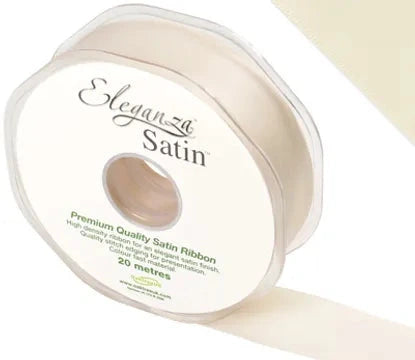 RIBBON: 25mm ELEGANZA DOUBLE FACED SATIN RIBBON CREAM NO.62 (25MM X 20M)