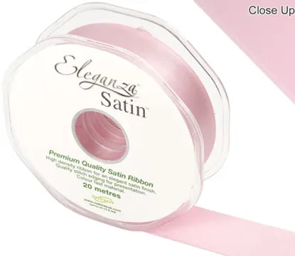 RIBBON: 25mm ELEGANZA DOUBLE FACED SATIN RIBBON LIGHT PINK NO.21 (25MM X 20M)