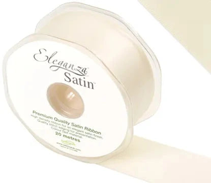 RIBBON: 38mm ELEGANZA DOUBLE FACED SATIN RIBBON CREAM NO.62 (38MM X 20M)