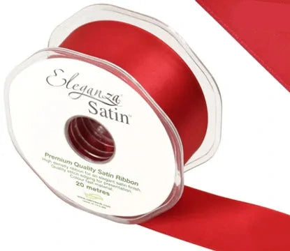 RIBBON: 38mm ELEGANZA DOUBLE FACED SATIN RIBBON RED NO.16 (38MM X 20M)