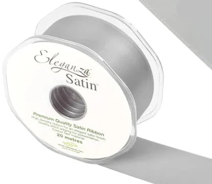 RIBBON: 38mm ELEGANZA DOUBLE FACED SATIN RIBBON SILVER NO.24 (38MM X 20M)