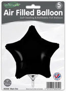 9" BLACK STAR PACKAGED FOIL (PACK OF 5)