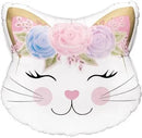 22" FLORAL KITTEN HOLOGRAPHIC SHAPE FOIL