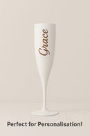10 X WHITE DISPOSABLE PLASTIC CHAMPAGNE FLUTES 175ML 6OZ