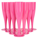 10 X PINK DISPOSABLE PLASTIC CHAMPAGNE FLUTES 175ML 6OZ