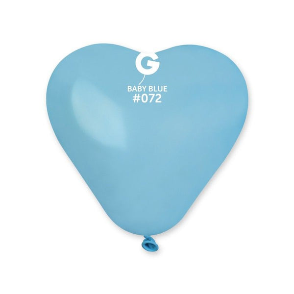 6" GEMAR BABY BLUE HEART-SHAPE LATEX (100 PER BAG)