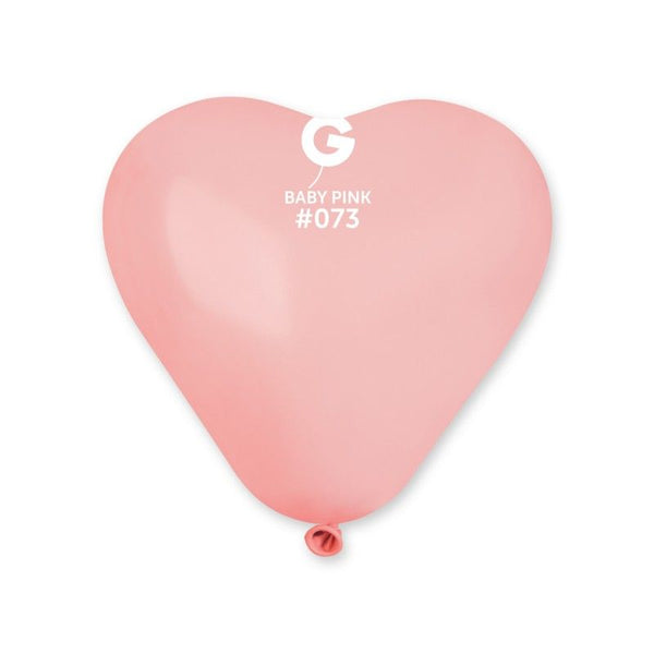6" GEMAR BABY PINK HEART-SHAPE LATEX (100 PER BAG)