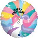 9" MINI ROUND BIRTHDAY UNICORN FOIL