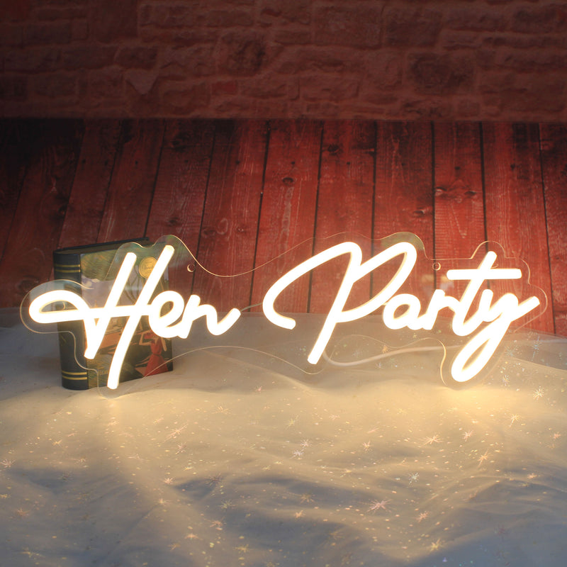 NEON SIGN: HEN PARTY NEON SIGN WARM WHITE 42CM x 23CM