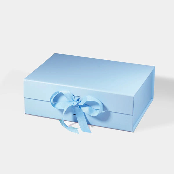 BOX: MEDIUM BABY BLUE MAGNETIC GIFT BOX WITH RIBBON (PACK OF 10)