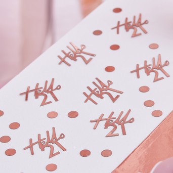 HELLO 21 ROSE GOLD CONFETTI