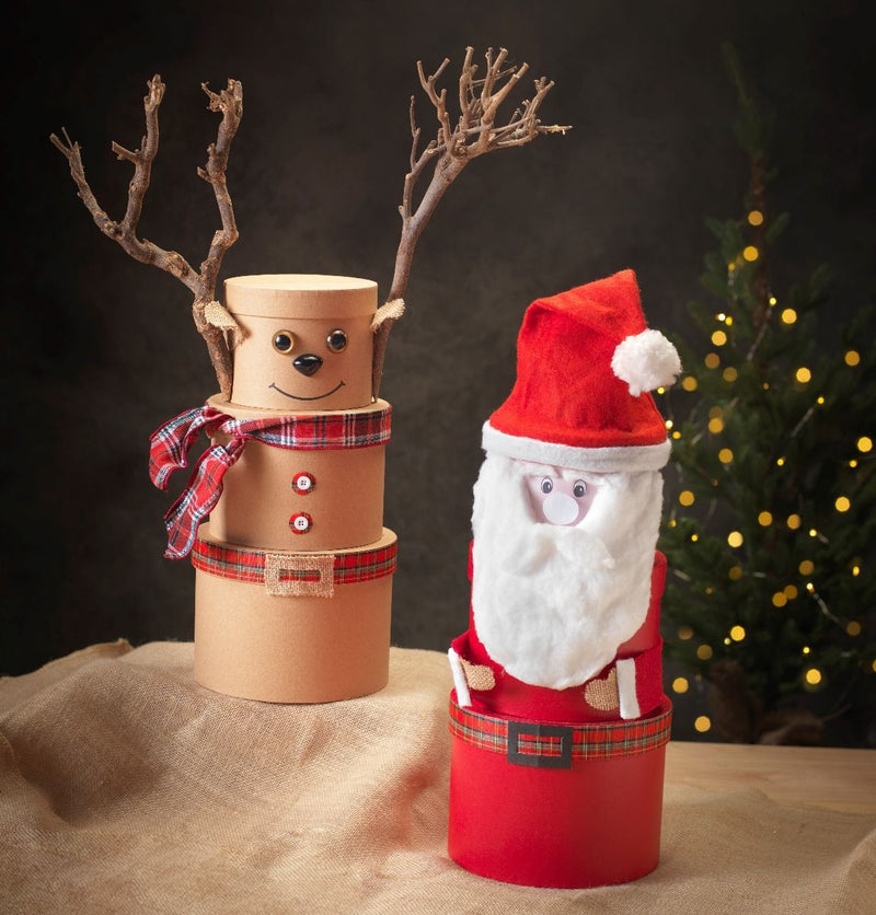 HAT BOXES: NATURAL KRAFT ROUND SYMPHONY HAT BOXES (SET OF 3)