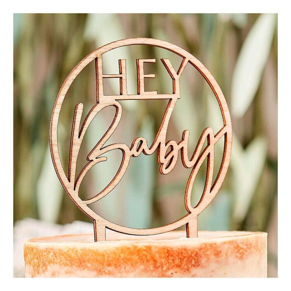 Hey Baby wooden CAKE TOPPER