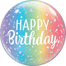 22" SINGLE BUBBLE BIRTHDAY RAINBOW OMBRE DOTS