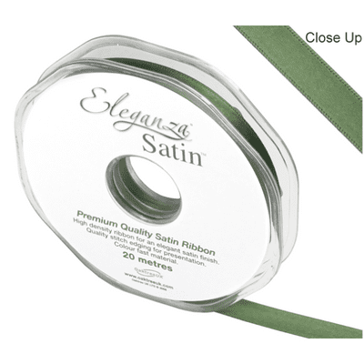 RIBBON: 10mm ELEGANZA DOUBLE FACED SATIN RIBBON SAGE GREEN (10MM X25M)