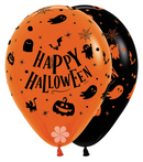 12" SEMPERTEX HAPPY HALLOWEEN GHOSTS ASSORTMENT LATEX (25 PER PACK)