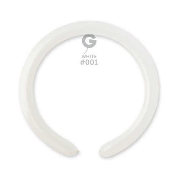 260G GEMAR MODELLING BALLOONS WHITE #001 LATEX (100 PER PACK)