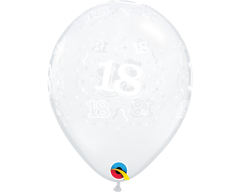 11" ROUND DIAMOND CLEAR AGE 18 LATEX (50 PER BAG)