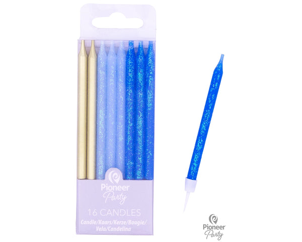 CANDLE: BLUE & GOLD PICK STICK CANDLES