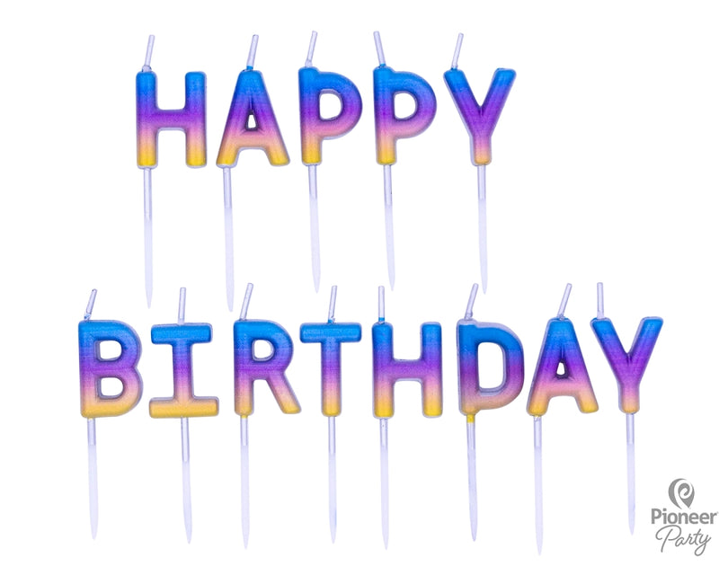 CANDLE: RAINBOW OMBRE HAPPY BIRTHDAY PICK STICK CANDLES