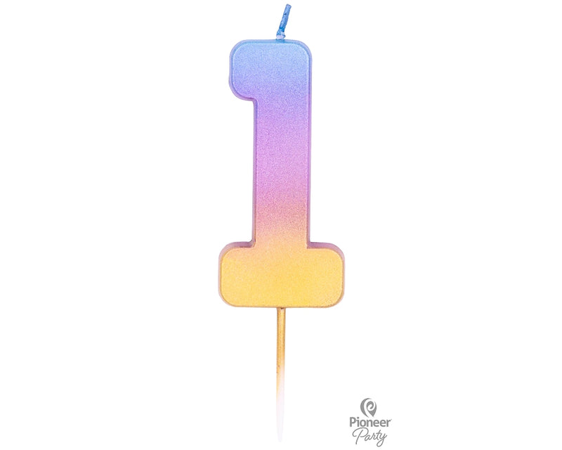 Qualatex 15825 rainbow ombre number 1 candle