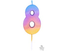 Qualatex 15848 rainbow ombre number 8 candle