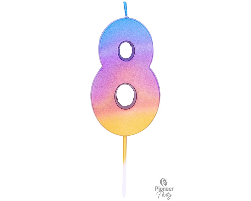Qualatex 15848 rainbow ombre number 8 candle