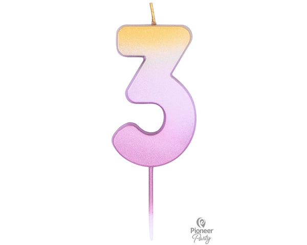 Qualatex 15853 rose gold ombre number 3 candle