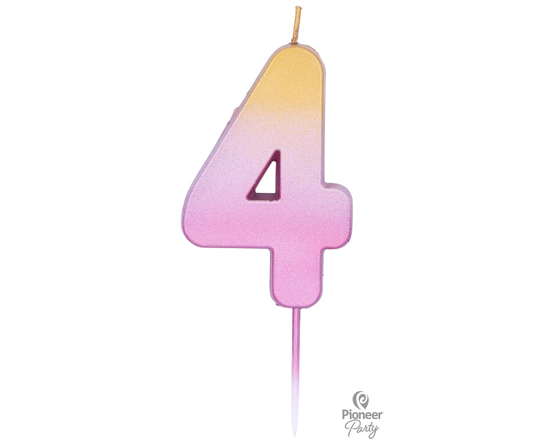 Qualatex 15854 rose gold ombre number 4 candle