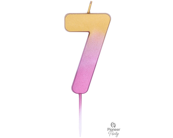 Qualatex 15887 rose gold ombre number 7 candle