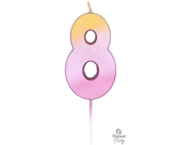 Qualatex 15890 rose gold ombre number 8 candle