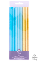 PAPER STRAWS BLUE & GOLD 19CM (24 STRAWS PER PACK)