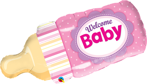 39" WELCOME BABY BOTTLE PINK FOIL
