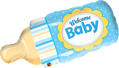 39" WELCOME BABY BOTTLE BLUE FOIL