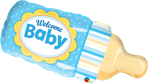 39" WELCOME BABY BOTTLE BLUE FOIL