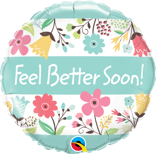 18" ROUND FEEL BETTER SOON! FLORAL FOIL BALLOON